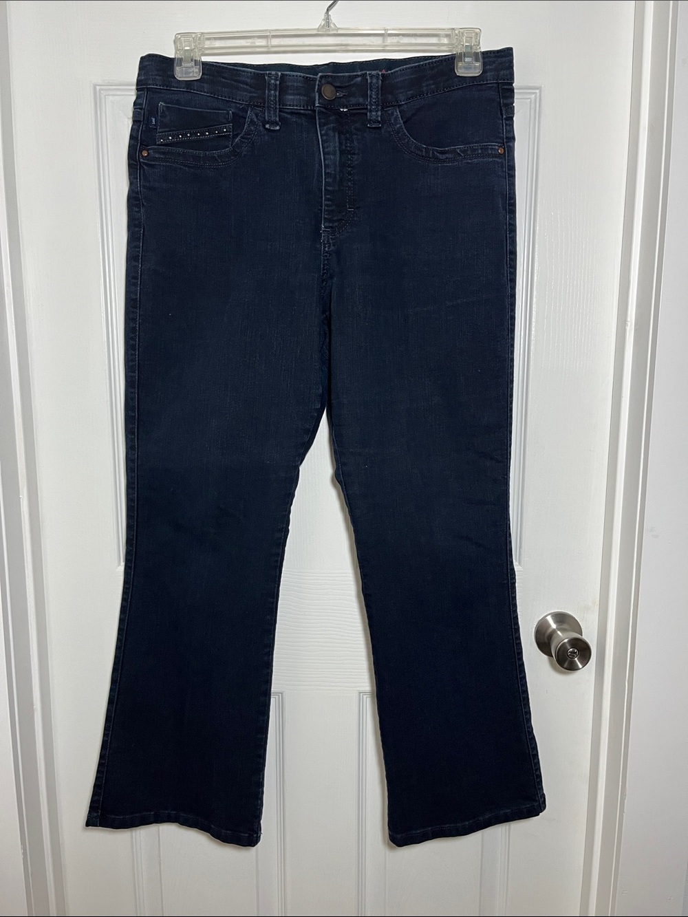 Lee Dark Blue Flare Jeans with Subtle Pocket Studs